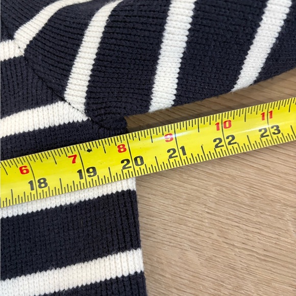 Navy and White Striped Women's Sweater - Picture 7 of 8